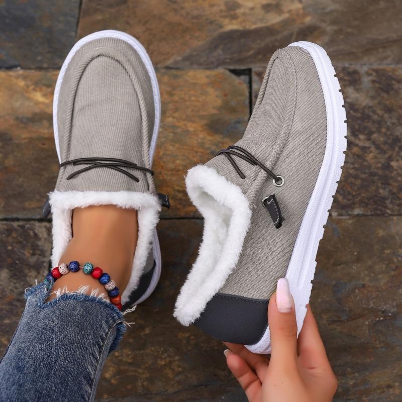 Maokou Low-top Cotton Shoes Women's New Large-size Lace-up Large-size Warm Short Casual Single Shoes