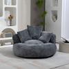 Lazy Sofa High Back Bean Bag Chair Couch with Three Cushions for Adults and Children, Single Gaming Sofa Chair for Bedroom, Office (Gray Chenille)