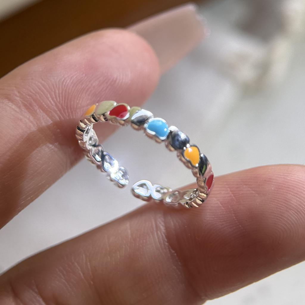 925 Sterling Silver Rings for Women Couple Minimalist Colorful Heart Ring Fine CZ Jewelry Birthday Gift Prevent Allergy