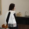 Selected Australian Wool Solid Color Scarf British Classic Unisex Couple Winter Warm Embroidered Scarf