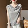 Summer New Sleeveless Solid-color Pull-down Top and Vest