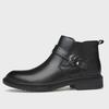 Men's Leather Chelsea Boots: Business, Martin Style, Top Layer, Winter, Buckle Design, Large Sizes Available