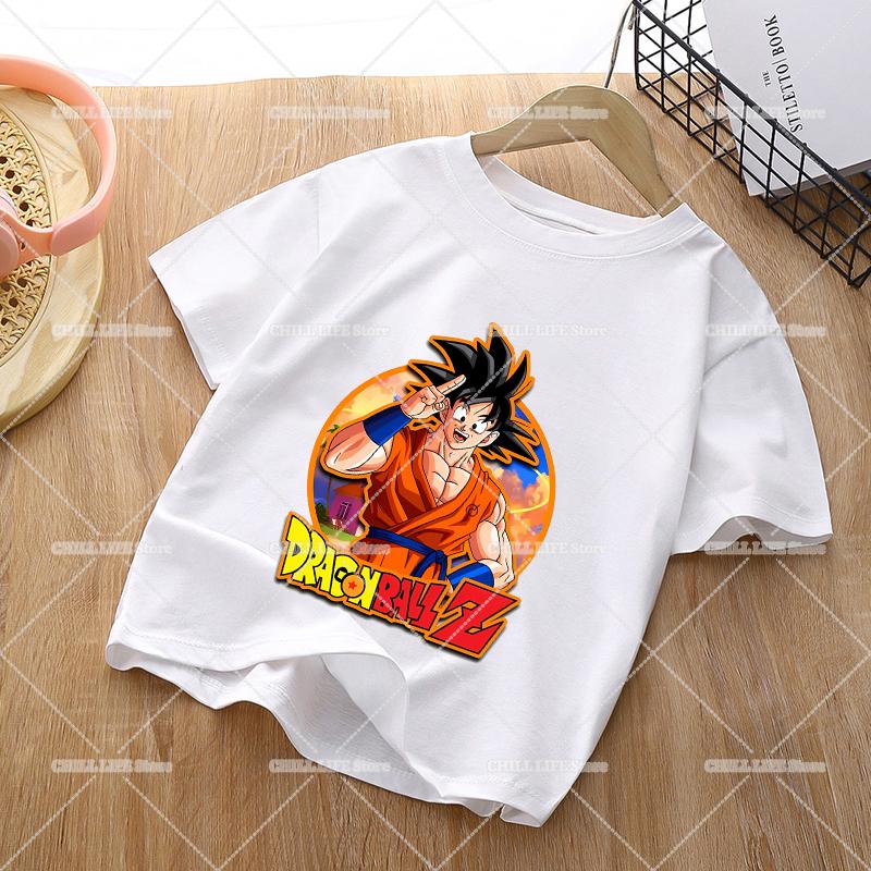 Anime Dragons Ball Children TShirts Cartoon Son Goku Short Sleeves Top Girl Boy Summer Crew Neck Tee Shirts Casual Kids Clothes