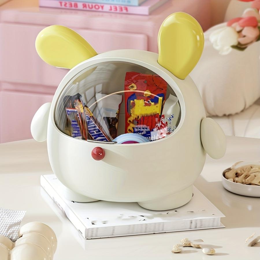 Cute Bunny-Shaped Cosmetic Organizer Box - Multi-Functional Makeup Display Case with Jewelry and Lipstick Storage