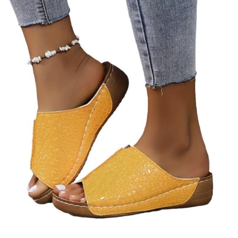 Summer New Slope Heel Platform Slippers Open-toed Fish Mouth Sandals Foreign Trade Women's Shoes Large Size Cross-border Cool Slippers