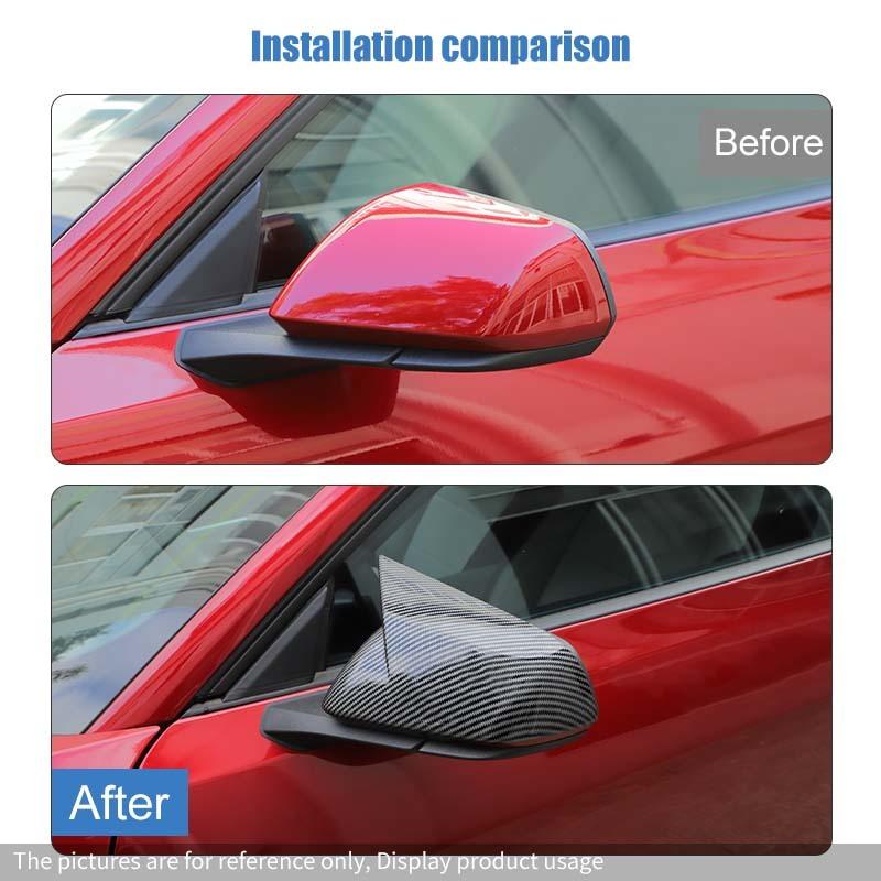 Dekorativ ram för bilens backspegel, skyddskåpa för Ford Mustang 2015 och uppåt med blinkerslampa, biltillbehör för exteriören, ABS-plast