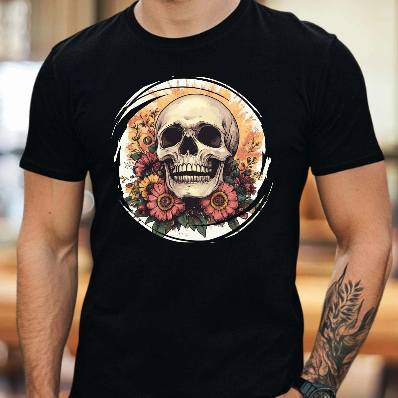 T-Shirt Herren Totenkopf Motiv Baumwolle Größe S bis 5XL XL