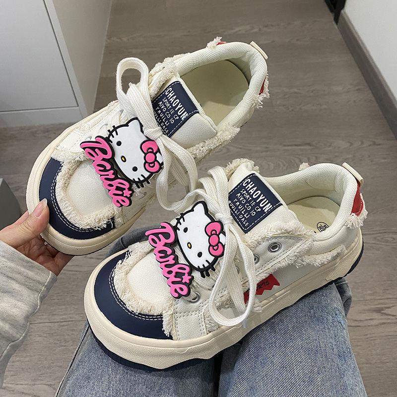 Maillard Guochao Kitty joint ugly cute big head shoes women 2025 new niche original platform white shoes women