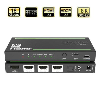 HDMI Audio Extractor Repeater Audio Adapter eARC HDMI-kompatibler Extender Switcher Spiel Live-Bildschirm Splitter Extender