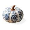 Stitched Material Pumpkin with White Base Thanksgiving Floral Stem Halloween