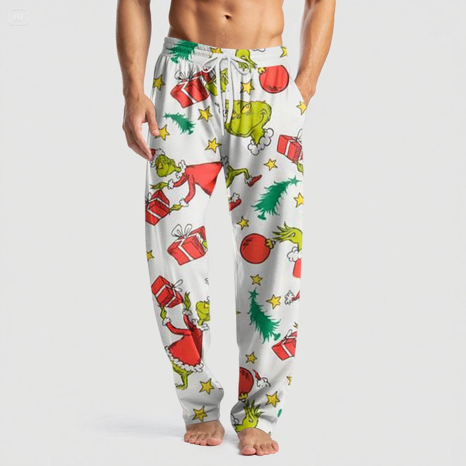 

Мужские вязаные модные брюки с принтом, карманами, повседневные, пижамные XXL жёлтый