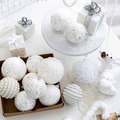 Fashion Foams Christmas Tree Balls Shiny Sequin Christmas Tree Pendant Hanging 8cm Christmas Decor Christmas Party Supplies
