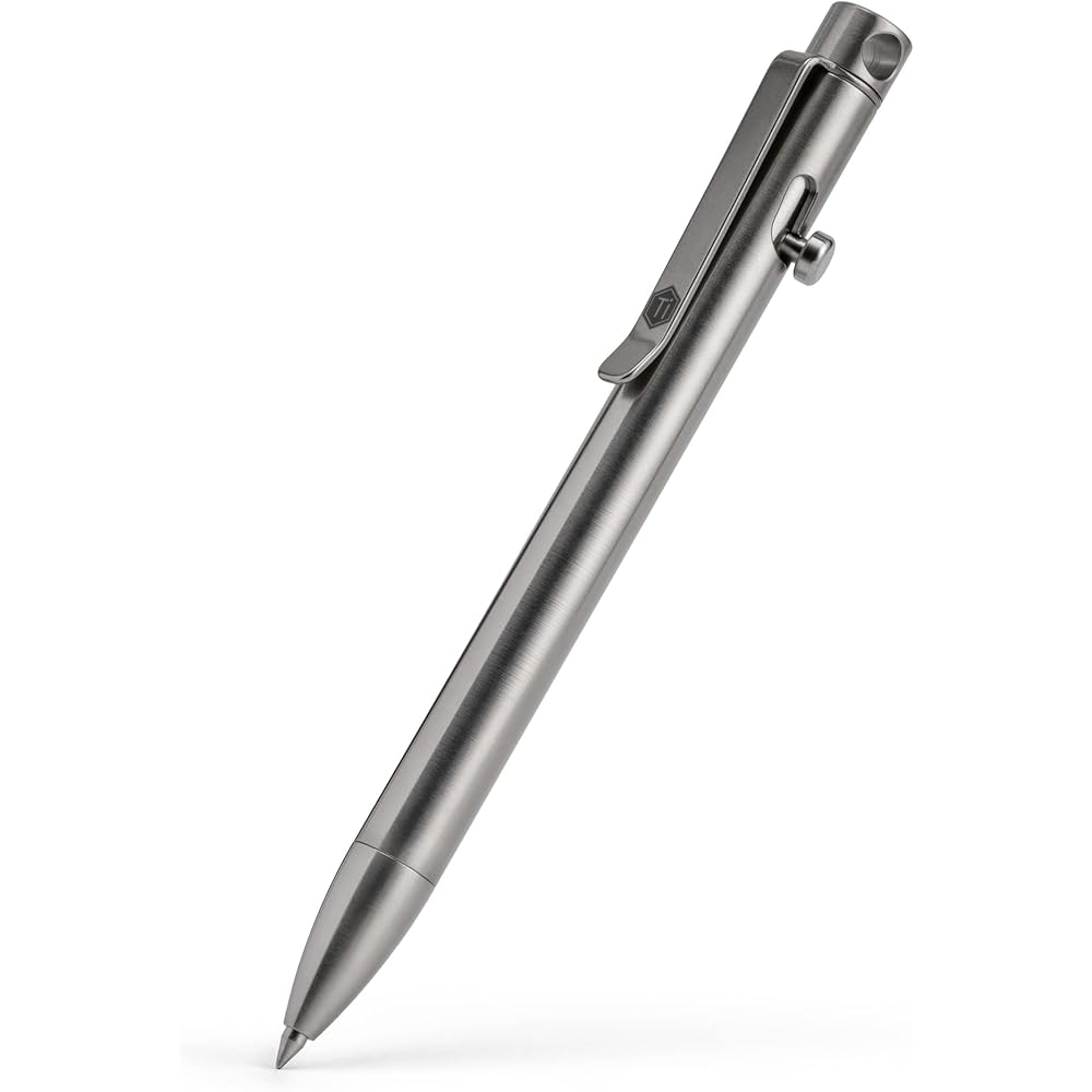KeyUnity KP01 Compact Multi-Function Pen with Clip Titanium Alloy Bolt Action Lightweight Refillable Ballpoint Pen