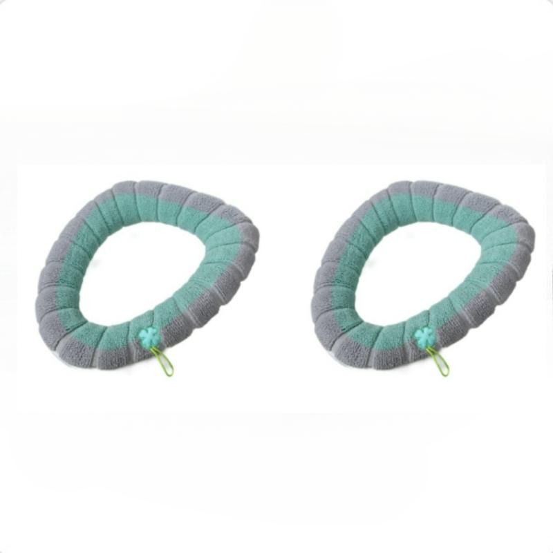 1/2PCS Portable Stitched Color Knitted Toilet Mat Thickened Washable Antifreeze Toilet Seat Cover Universal Bathroom Accessories