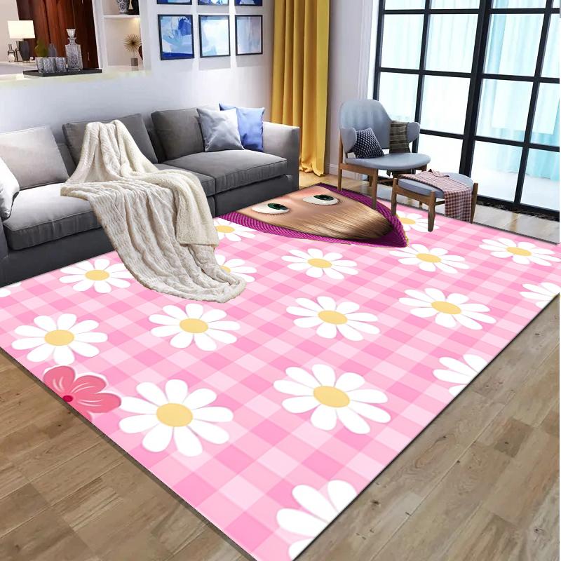 Masha and The Bear Pattern Rug, Indoor/Outdoor Mat, for Picnic, Gameroom, Bedroom, Office, Living Room, Home Decor Carpet, Birthday Gift