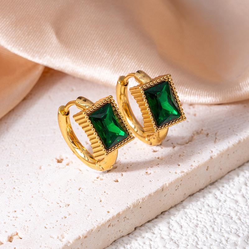 Hochwertige Edelstahl-Sternohrringe mit Vintage-Smaragd- und Zirkonkristallen