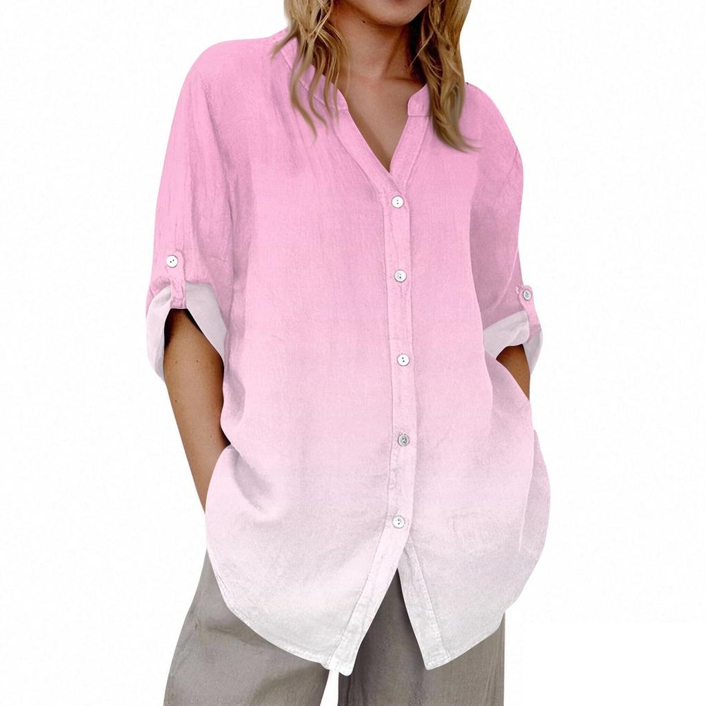 Women's V-neck 3/4 Sleeve Printed Cardigan