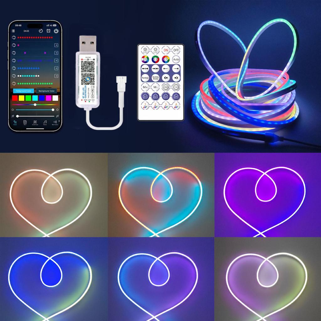 5V Dream Color Neonlichtstreifen mit USB, Bluetooth-App & Musik-Soundsteuerung für DIY-Formen