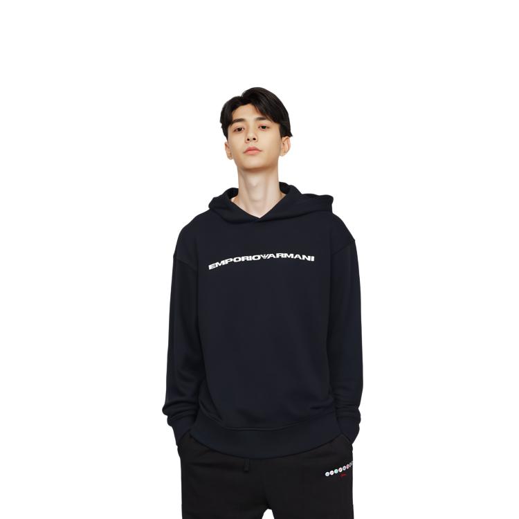 Emporio Armani Logo Printed Straight Hem Hoodie 8N1MM2-1JFHZ-0096