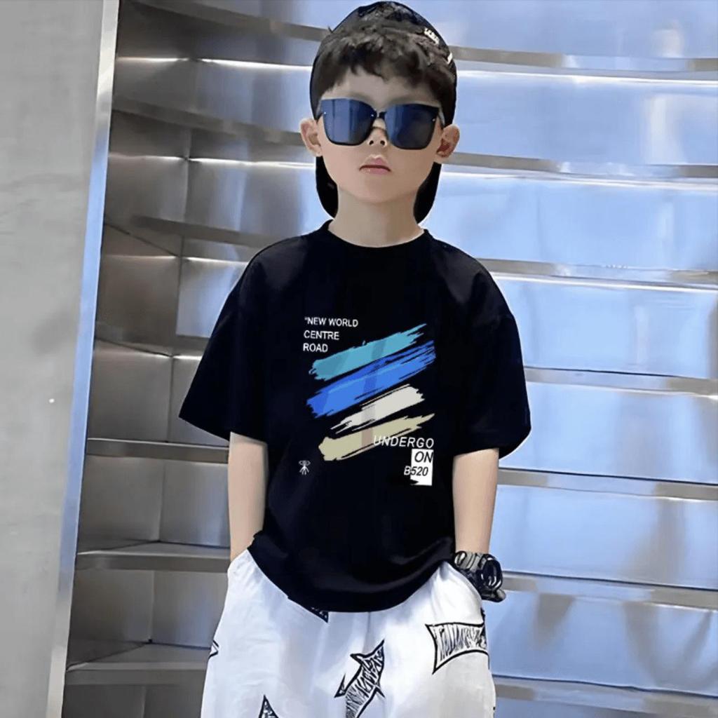 Boys' Trendy Korean Style Pure Cotton Short-Sleeve T-Shirt – Summer Clothing for Middle & Large Children