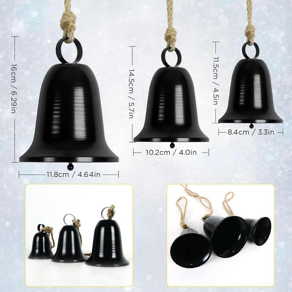 

Christmas Bell Ornaments Rustic Wall Art Metal Christmas Harmony Bells With Rope For Bedroom Fireplace Classroom Door Wreaths чорний