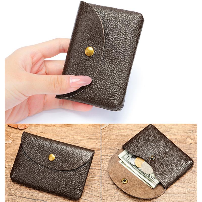 New Retro Leather Mini Minimalist Storage Card Bag Mens Top Cowhide Pocket Money ID Cards Credit Card Holder Slim Wallet