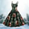 Women's Christmas Print Casual Fashion Round Neck Mid-Length Dress