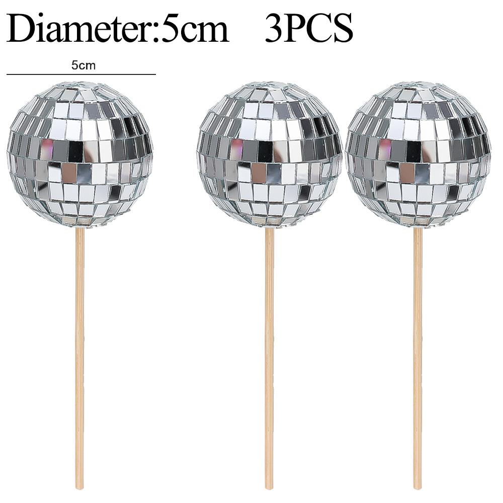 Lot Disco Decorative Balls Retro Cake Cake Insertion Card Home Birthday Party KTV Bar Decor Sequin Wedding Reflective Glass Ball
