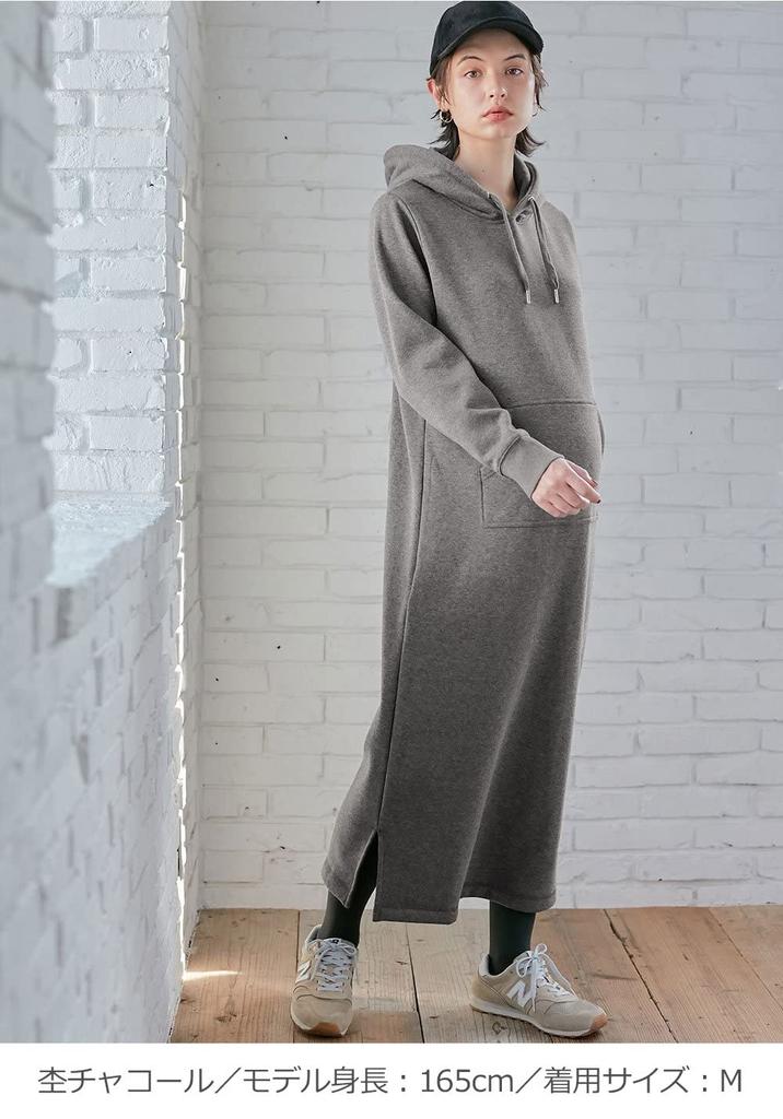 ANGELIEBE Maternity Nursing Extra Warm Warm Maxi and Long Size Heather Charcoal Dress, Fleece-Lined, Shaggy-Lined, Hoodie, Dress, Pre- Postpartum,