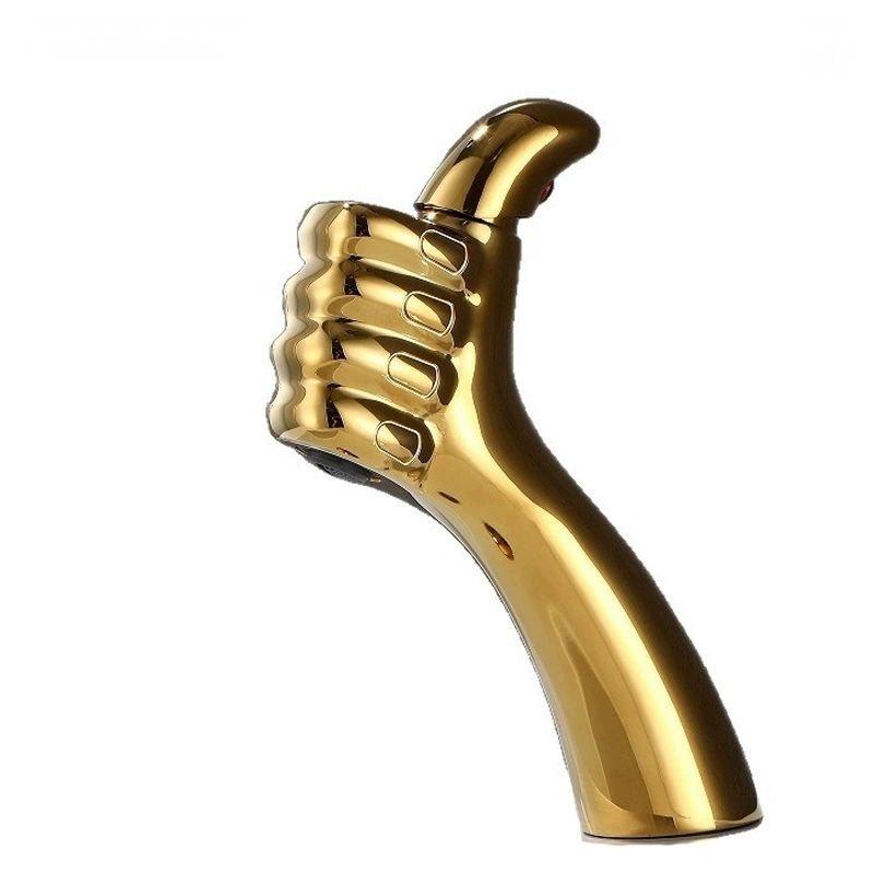 New Style Bathroom Basin Faucet Hot and Cold Water Thumb Faucet, Washbasin Mixers Taps, Universal Basin Faucet Black Chrome Gray