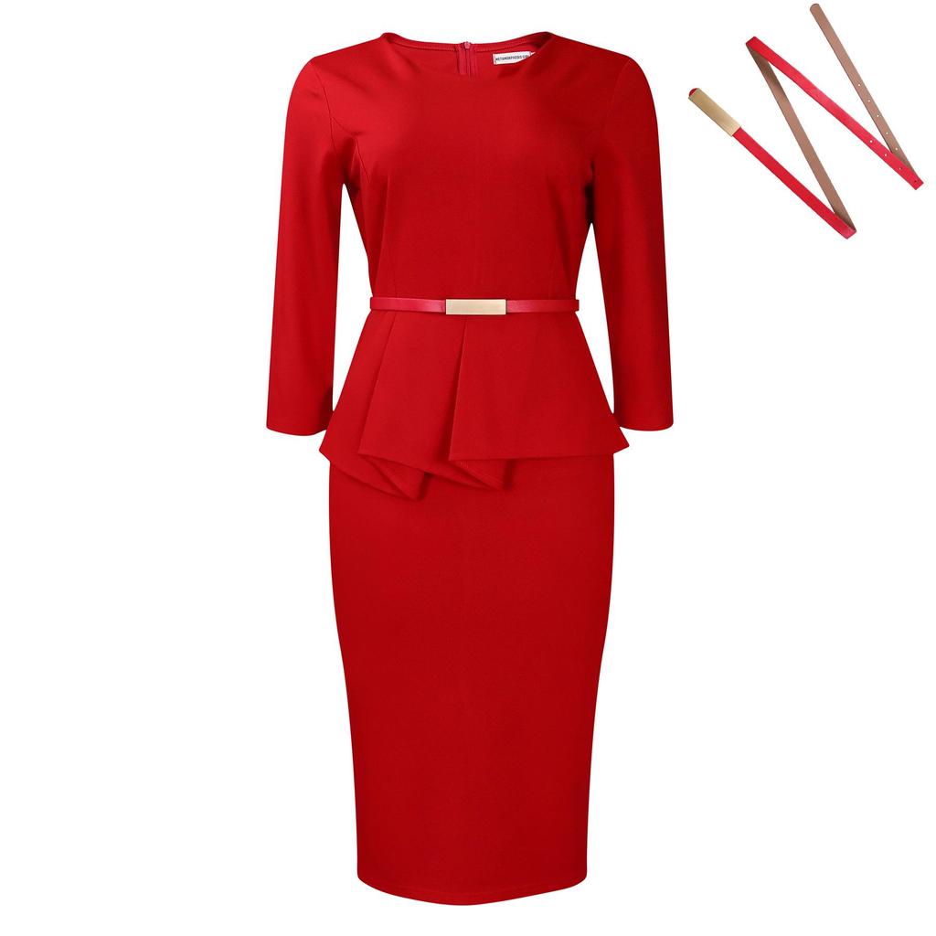 2024 Women's Solid Color Bodycon Pencil Skirt Dress