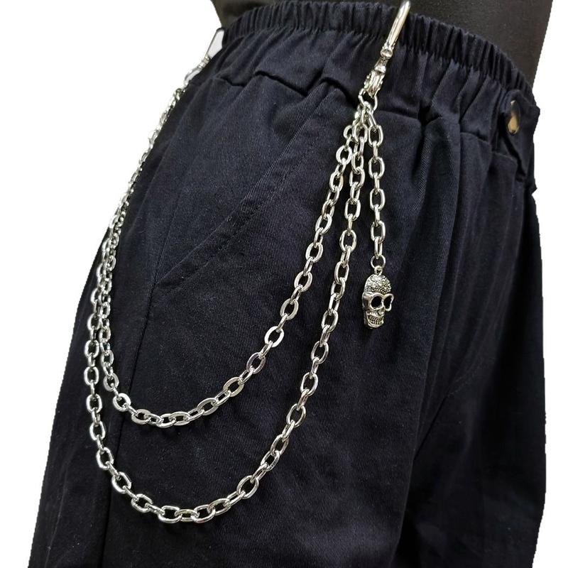Punkový kovový přívěsek s pavučinou a kostrou, vícevrstvý řetěz na džíny, hip-hopový řetěz na kalhoty, oděvní doplňky, dárky