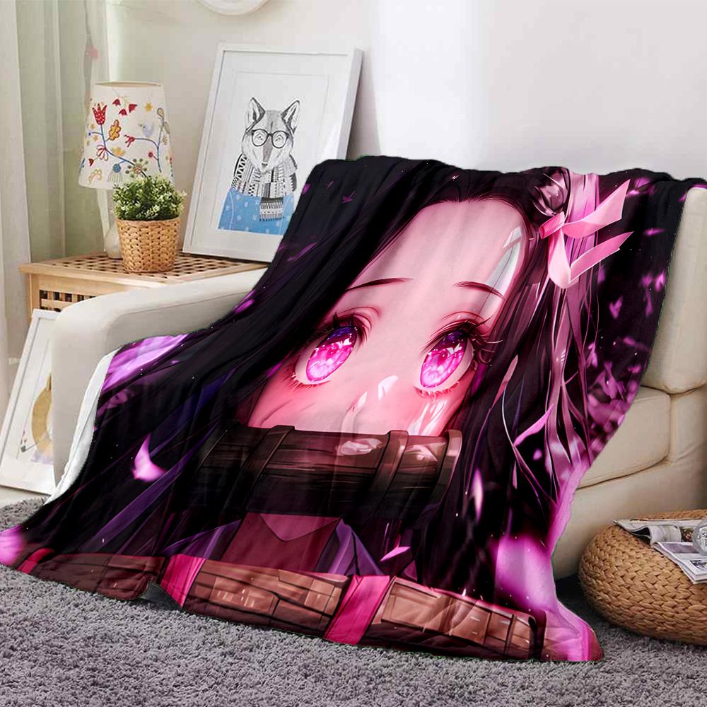 Butterfly Nezuko Fantasy Flannel Blanket, Soft Polyester, Modern Design, All-Season for Camping, Travel, Gifts for holidays or birthdays