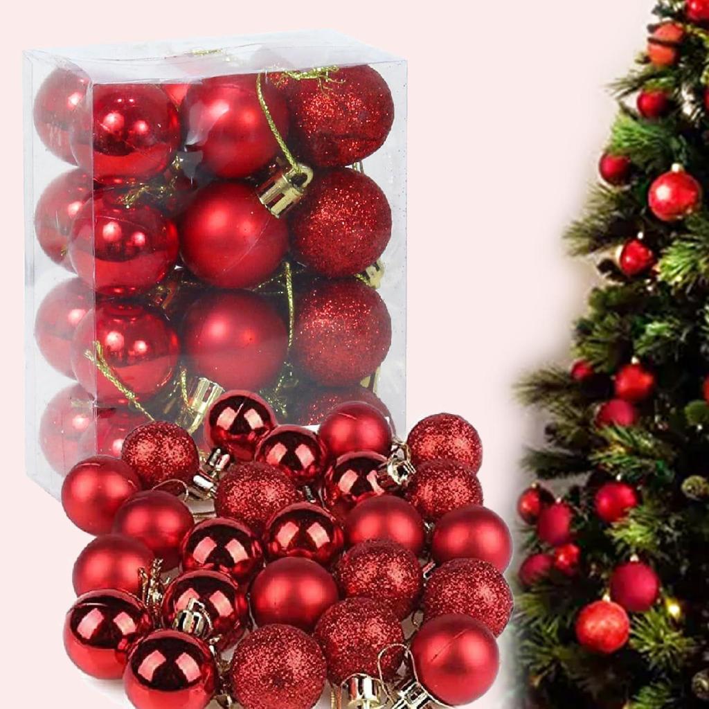 Pack of 24 Christmas Tree Decoration Balls Ornaments Hanging Props Xmas Tree Décor Accessories - Christmas Decorations Items for Home Decor Office