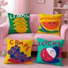 Cute Anime Fruit Illustration Cushion Cover Pillow Case Soft Friendly Fabric  Concealed Zipper