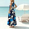 Women's U-Neck Sleeveless Maxi Dress,Fresh Floral Print,Flowy Lightweight Swing Hem Ideal for Beach Vacation,Daily Home Casual Summer Outfit