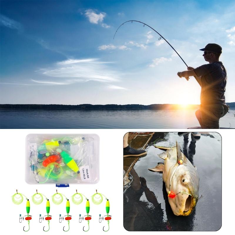 5Pcs Catfishing Rig Catfishing Float Rigs Rattle FloaterTackle for Catfishing Fishing 6/0 8/0 10/0 Circle Hook