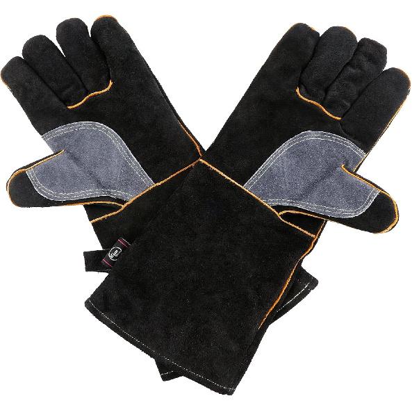 Extreme Heat & Fire Resistant Gloves Leather with Kevlar Stitching,Mitts Perfect for Fireplace, Stove, Oven, Grill, Welding, BBQ, Mig, Pot Holder,