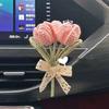 High Quality Car Hanging Decoration Crocheted Bouquet Charm Pendant Knitted Flower Car Interior Accessories Finished Product