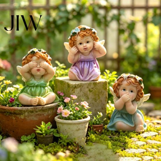 Small Shelf Decor Items Garden Fairy Figurine, Hand-Painted Resin Statue with Wings, Indoor Outdoor Yard Birthday Gifts for Kids Lawn Decor,