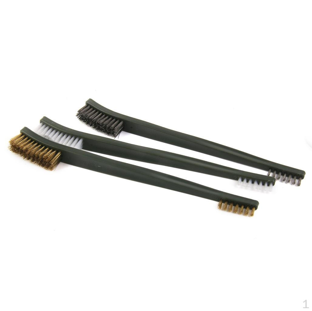 

3Pcs Double ended Wire Brush Set Brass Nylon Stainless Steel Cleaning Tool