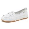 Genuine Leather Shoes Women Flats Spring Summer Soft Cow Leather Women Casual Shoes Brand Ladies Slip-ons White Shoes