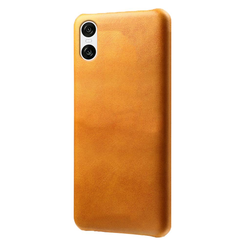 

For Sony Xperia 10 VI Case Anti-Scratch Leather+PC Phone Cover Calf Texture Orange