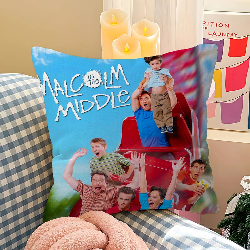 M-Malcolm In The Middle Pillow Covers Cartoon Sofa Decorative Home Double-sided Printing Short Plush Cute Cushion Cover