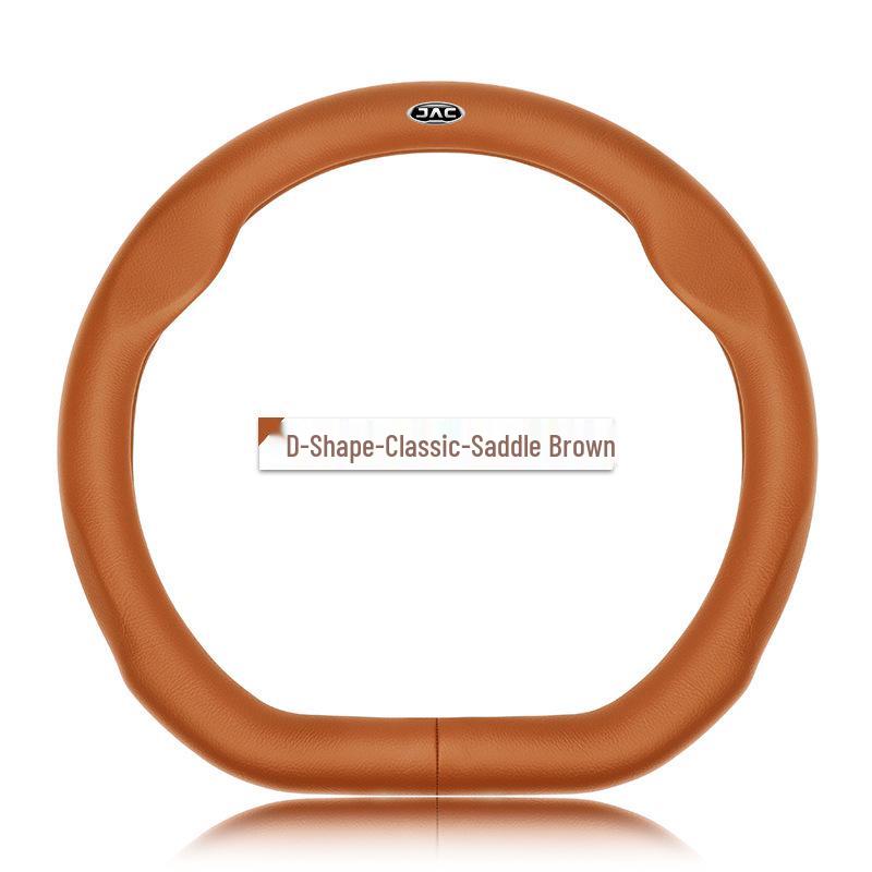 Genuine Leather Steering Wheel Cover for JAC Refine A60S3/Heyue A13, Ultra-Thin Design