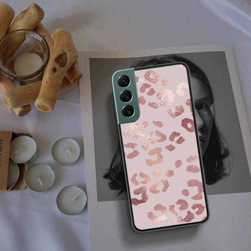 Leopard Print Pink Phone Case For Samsung Galaxy S22 S25 Ultra S21 S10 Plus S26 Edge S20 S23 S24 FE Cover Silicone Soft TPU