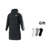 adidas 3-Stripes 3S L Down Jacket Warm Windproof Water-Resistant Duck Down Striped Zipper Hooded Long Coat Men Outerwear Black KC2498