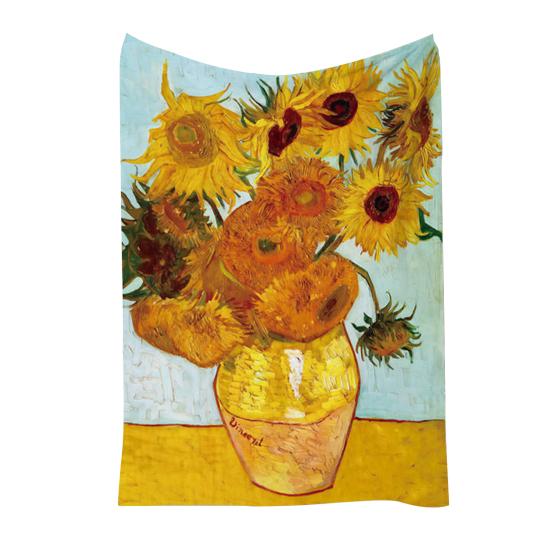 Oil Painting Nap Blanket, Soft Warmth Double-Sided Flannel, Digital Print Shrink-Resistant Machine Washable Office Travel Throw Blanket