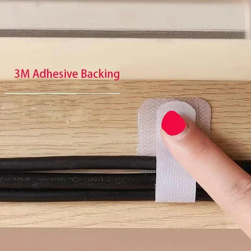 Data Cable Storage and Management Device,Plug-in Charging Cable Holder,Network Cable Routing Clip,Self-adhesive Velcro Strap