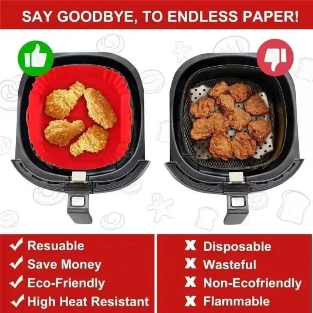 22cm Size Air Fryer Baking Tray Reusable Air Fryer Basket Silicone Air Fryer Liner  Air Fryer Oven